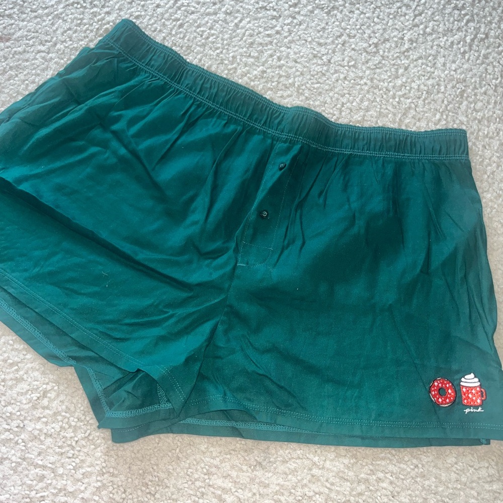 PINK Victoria's Secret Teal Graphic Sleep Short Sz XL